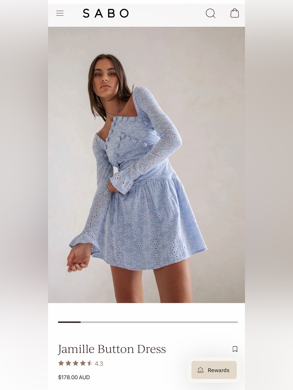 SABO Jamille Eyelet Mini Dress in Light Blue